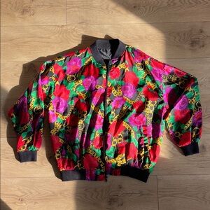 Vintage bright floral bomber jacket